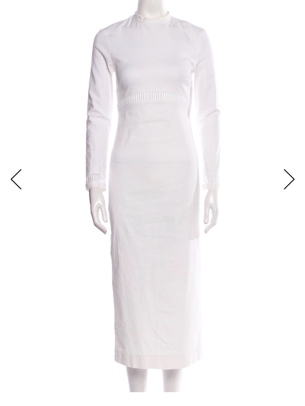 STAUD White Long-Sleeve Midi Dress with Subtle Waist Detail